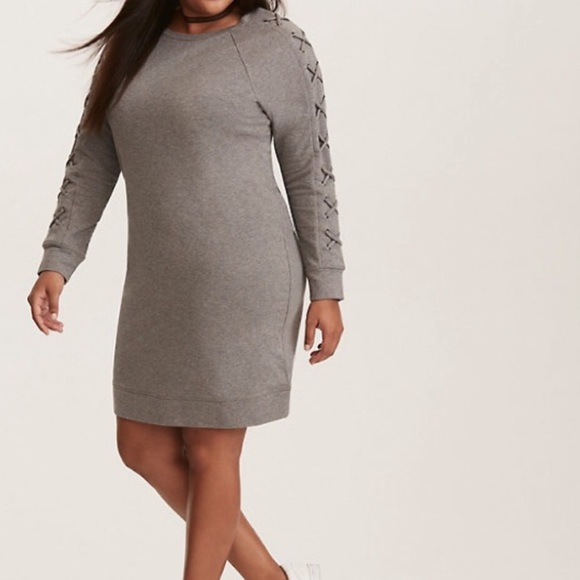 torrid Dresses & Skirts - On Hold: Lace-Up Sleeved Sweatshirt Dress